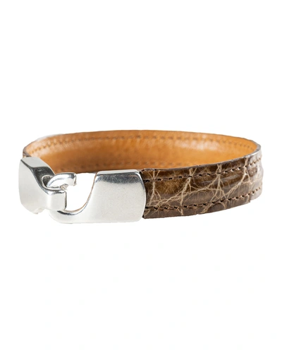 Abas Men's Alligator Leather Bracelet In Cognac