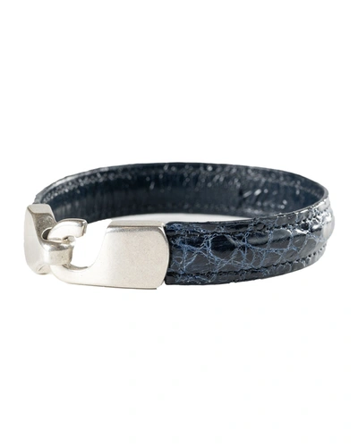 Abas Men's Alligator Leather Bracelet In True Blue