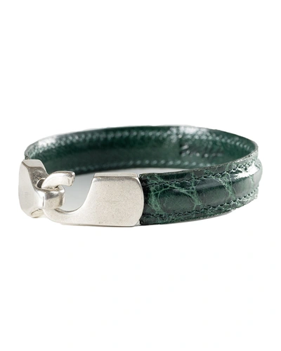 Abas Men's Alligator Leather Bracelet In Hunter Green