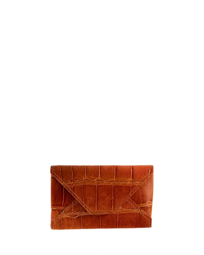 Abas Men's Personalized Alligator Leather Card Case In Orange