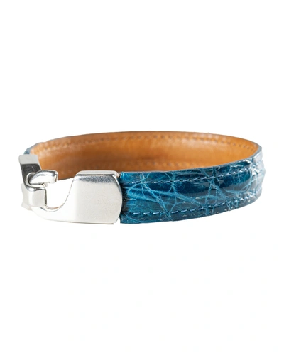 Abas Men's Alligator Leather Bracelet In Turquoise