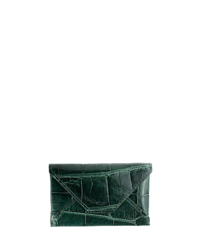 Abas Men's Personalized Alligator Leather Card Case In Hunter Green