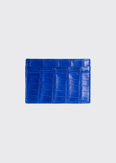 Abas Men's Alligator Leather Card Case In Electric Blue