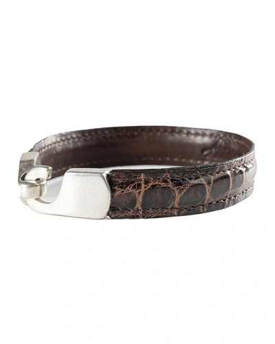 Abas Men's Alligator Leather Bracelet In Deep Brown