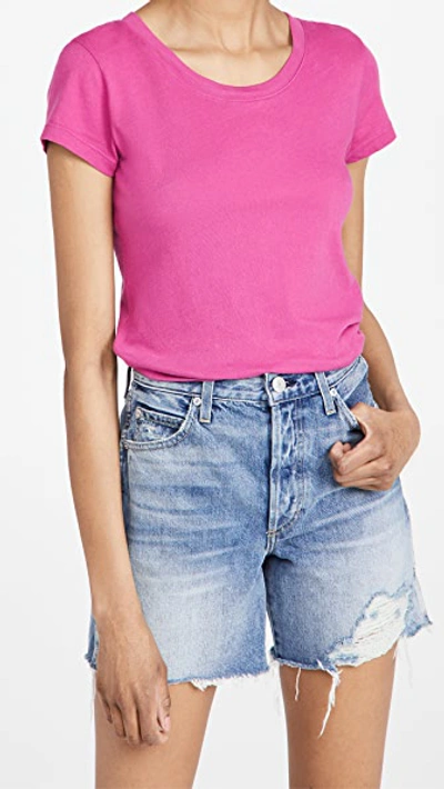 L Agence Becca V-neck Short-sleeve Tee In Rose Violet