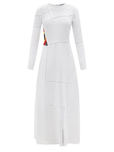 Gabriela Hearst Jaime Crochet-inset Linen Maxi Dress In White