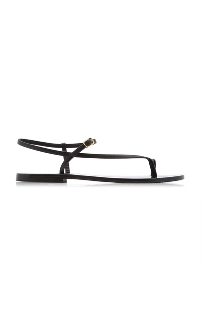 A.emery Lily Black Leather Thong Sandals In Black,neutral