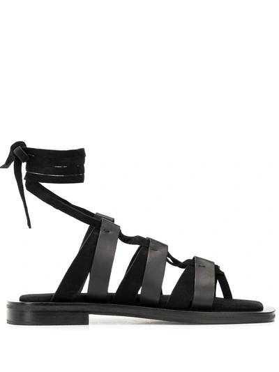 A.emery Niko Toe-strap Gladiator Flat Sandals In Black