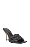 Marc Fisher Ltd Draya Woven Stiletto Slide Sandals In Black Leather