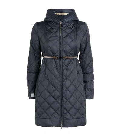 Max Mara The Cube - Water-repellent Reversible Canvas Down Jacket In Blue