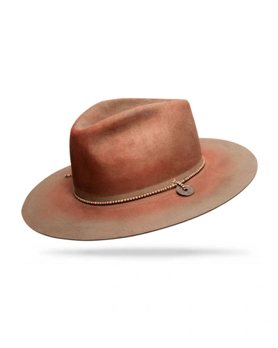 Worth & Worth By Orlando Palacios Men's Ombre Beaver Felt Fedora Hat In Red Ombre