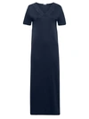 Hanro Moments Short-sleeve Long Nightgown In Deep Navy