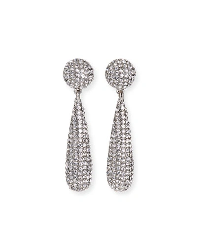 Kenneth Jay Lane Silver Crystal Pave Bat Shape Earrings In Polished Silver