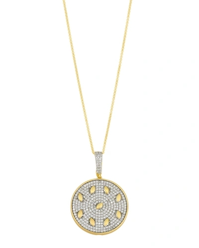 Freida Rothman Petals And Pave Double Strand Pendant Necklace In Gold And Silver