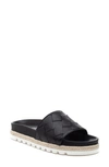 Jslides Rollie Woven Espadrille Flat Slide Sandals In Black Leather