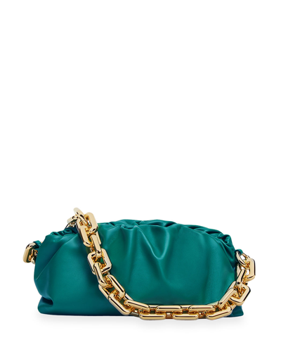 Bottega Veneta Medium Ruched Napa Chain Pouch Bag In Mallard