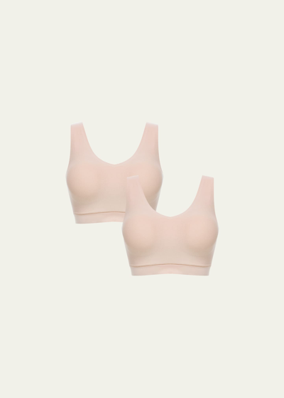 Chantelle Soft Stretch Wireless Padded V-neck Bras, Set Of 2 In Ultra Nude