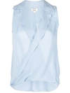 L Agence Freja Wrap-front Sleeveless Silk Blouse In Cote Dazur