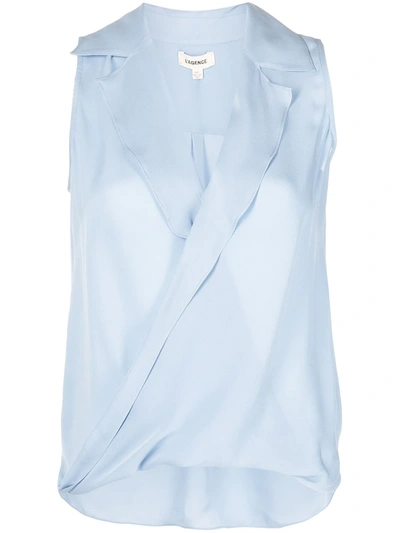 L Agence Freja Wrap-front Sleeveless Silk Blouse In Cote Dazur