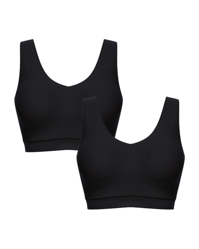 Chantelle Soft Stretch Wireless Padded V-neck Bras, Set Of 2 In Black