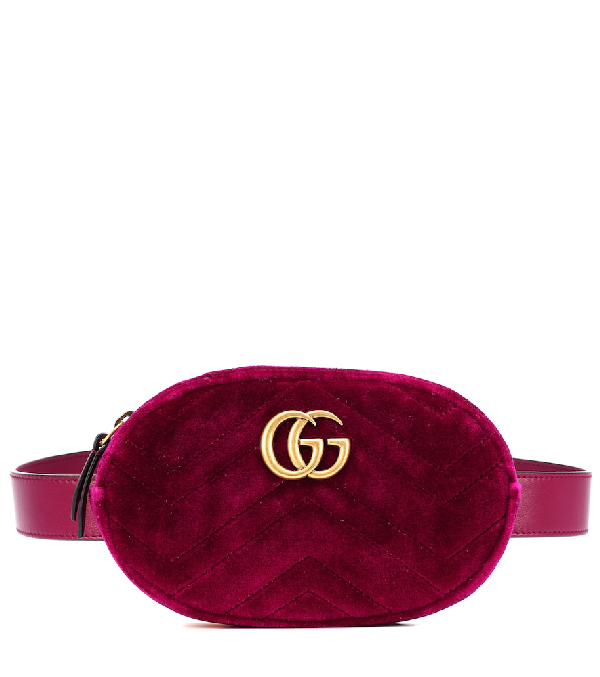 Gucci Small Gg Marmont 2.0 Velvet Belt Bag - Pink | ModeSens