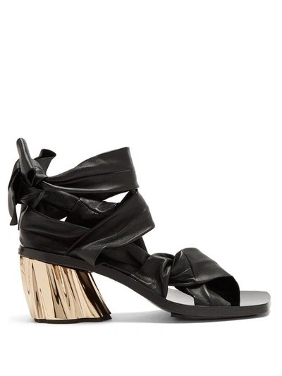 Proenza Schouler Asymmetric Leather Ankle-wrap Sandals In Black