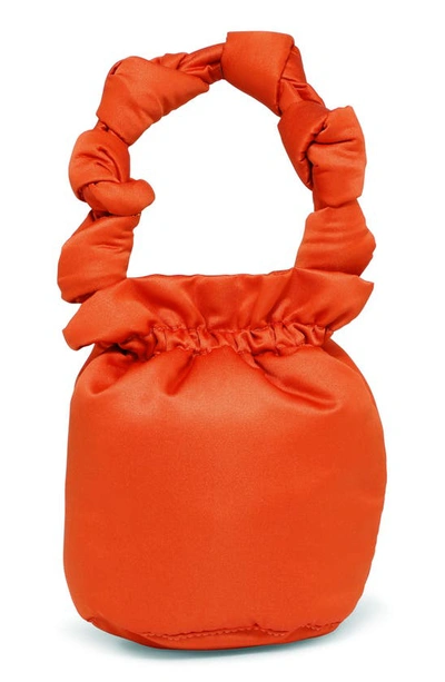 Ganni Satin Knots Bucket Bag In Flame