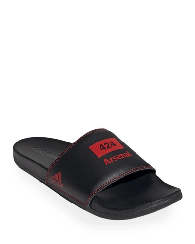 Adidas X 424 Men's Adilette Logo Slide Sandals In Black