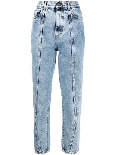 Iro Celsian Acid Wash High Waist Cropped Jeans In Snow Blue