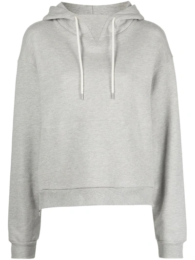 John Elliott Hooded Villain Crop French Terry Hoodie In Light Grey