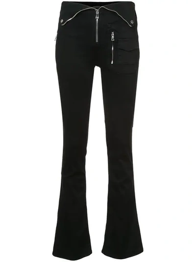 Rta Zipped Foldover Waistband Trousers In Rinse Black