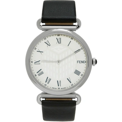 Fendi Men's Palazzo Stainless Steel Leather-strap Watch In Black