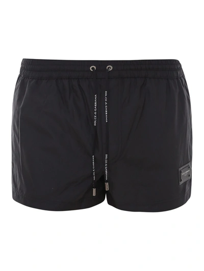 Dolce & Gabbana Slim-fit Short-length Drawstring Swim Shorts In Black