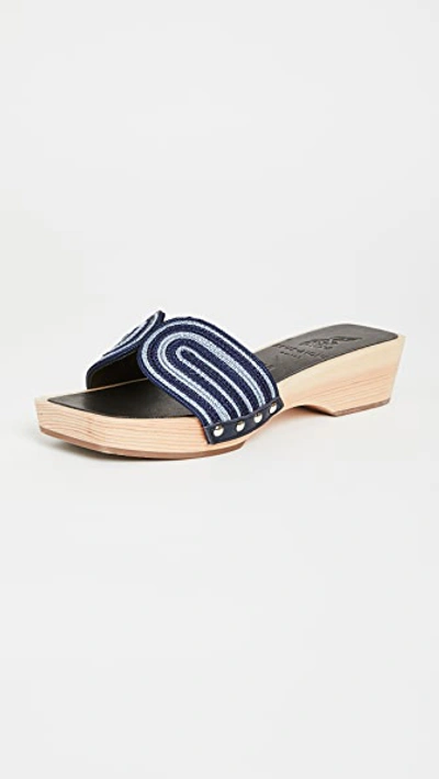 Ancient Greek Sandals X Zeus + Dione The Harness Clogs In Navy/celeste