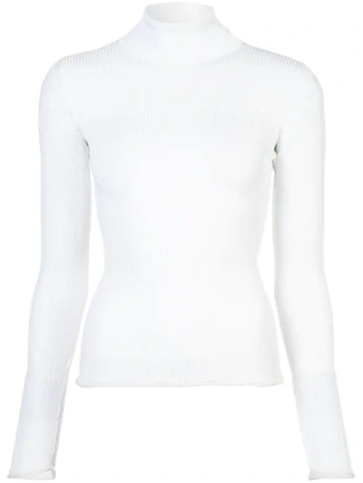 Missoni Ribbed Mock-neck Top In White