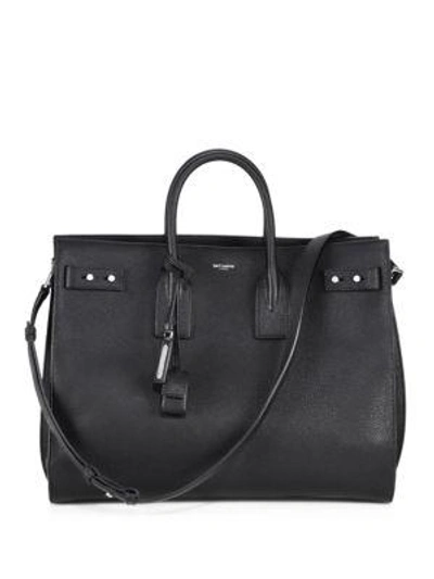 Saint Laurent Medium Leather Carryall Briefcase In Black