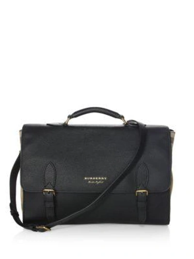 Burberry Ethan Leather Messenger Bag In Black