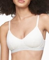 Calvin Klein Women's Pure Ribbed Light Lined Bralette Qf6439 In White