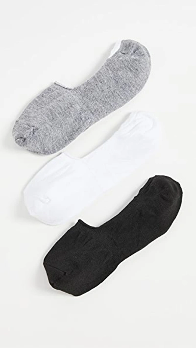 Stems 3 Pack Liner Socks In Grey/white/black