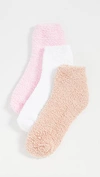 Stems Women's Cozy Ankle Socks, Pack Of 3 In Ivory/rose/pink