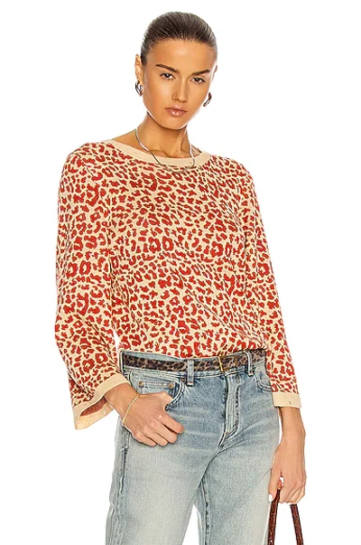 Saint Laurent Leopard Sweater In Red