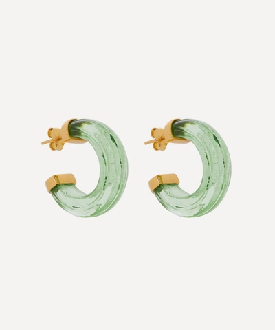 Shyla Gold-plated Nairobi Glass Hoop Earrings In Green