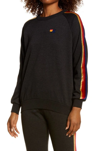 Aviator Nation 5-stripe Crewneck Sweatshirt In Black
