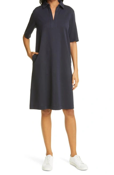 Max Mara Enfasi Cotton Jersey Polo Dress In Navy