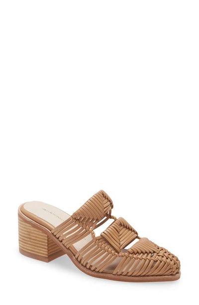 Intentionally Blank Calista Woven Mule In Tan Faux Leather