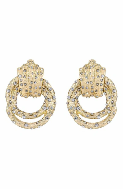 Ettika Crystal Knot Earrings In Gold Plated