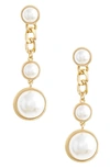 Ettika Pearl And Chain Drop Earrings In Gold