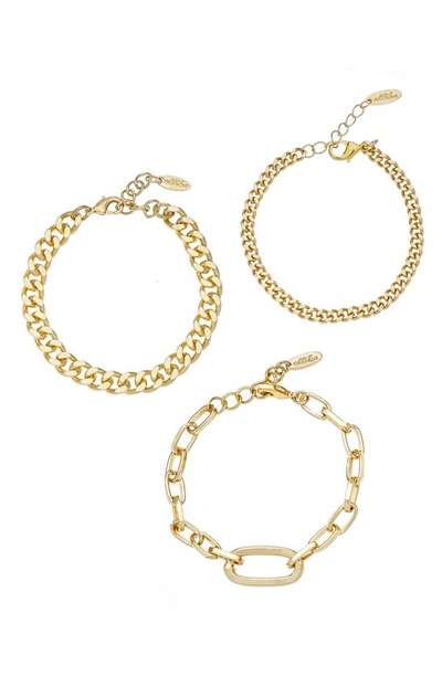 Ettika Gold Plated Chain Link Bracelet Set Of 3