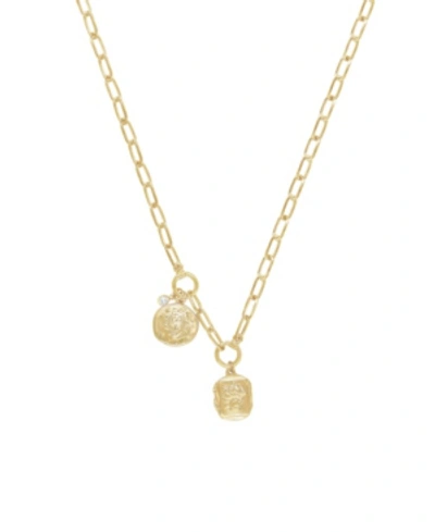Ettika Double Medallion Pendant Necklace In Gold Plated