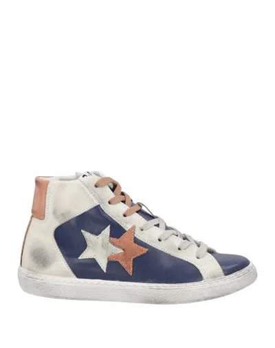 2star Woman Sneakers Ivory Size 9 Leather In Blue